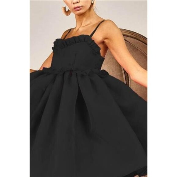 BiBi Ruffled Edge Sweet Heart Neck Sleeveless Tulle Dress - Picture 2 of 3